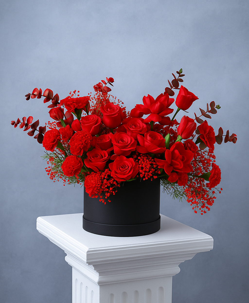 30 Red Rose & Carnation Basket Arrangement