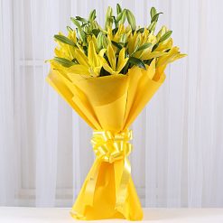 Premium Sunny Yellow Asiatic Lily Bouquet