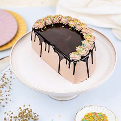 Chocolate Sprinkle Cream Cake - Half Circle Delight