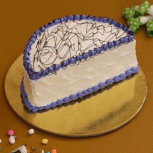 Chocolate Half Cake with Adorable Scribble Decoration
