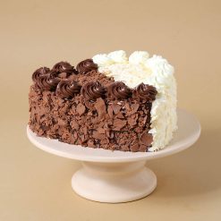 Chocolate Heart Cake Black Forest & White Delight