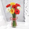 Vibrant Gerbera Vase: 8 Colorful Stems & Gypsophila