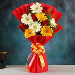 Vibrant Gerbera & Rose Bouquet - 12 Stems of Elegance