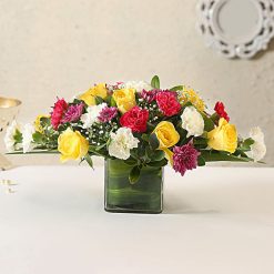 25 Stem Rose and Carnation Vase Arrangement