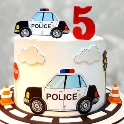 Cream Sheet Cake - Police Car Adventure Celebration