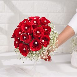 Roses Dressed in Pearls of Love Bouquet