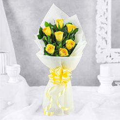 Seven Yellow Roses Bouquet - Cheerful Floral Arrangement