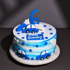 Alternative view of Delicious Birthday Cake Celebration with Blue Cars & Stars
