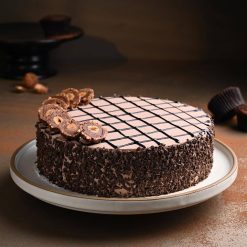Chocolate Hazelnut Dream Cake with Ferrero Rocher Topping