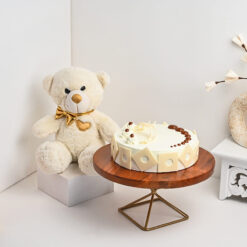Butterscotch Cake and Soft White Teddy