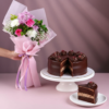 Mixed Blooms Bouquet Chocolate Cake sliced view