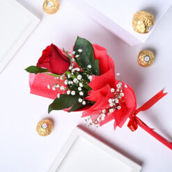 Alternative view of Ferrero Rocher and Single Red Rose Gift