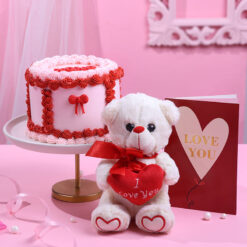 Chocolate Bow Cake Teddy Love Card Combo